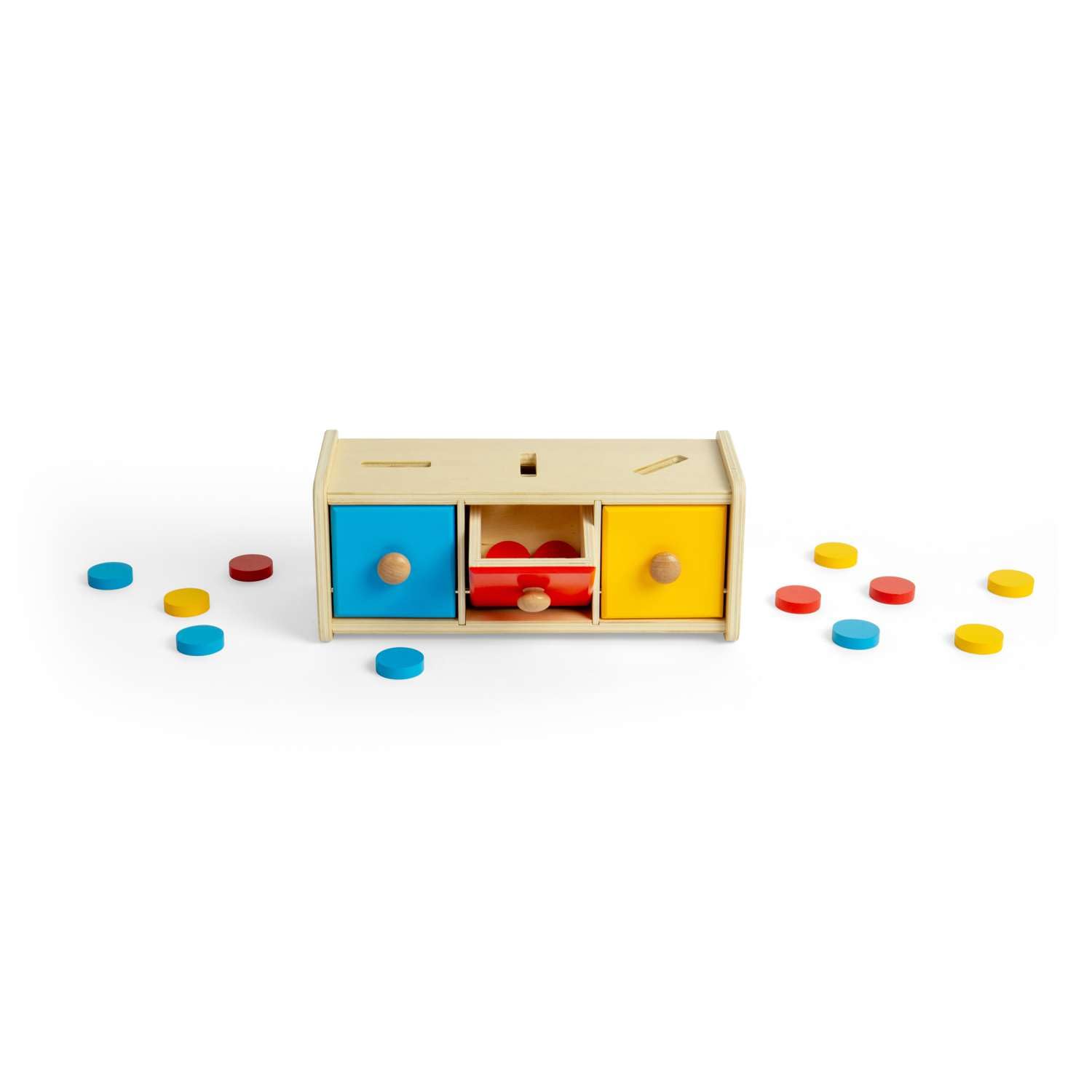 Bigjigs Toys Clasificador de fichas – 16 piezas de juguete Montessori de madera a juego, actividad educativa de aprendizaje temprano para niños pequeños, hecho de forma sostenible, a partir de 12