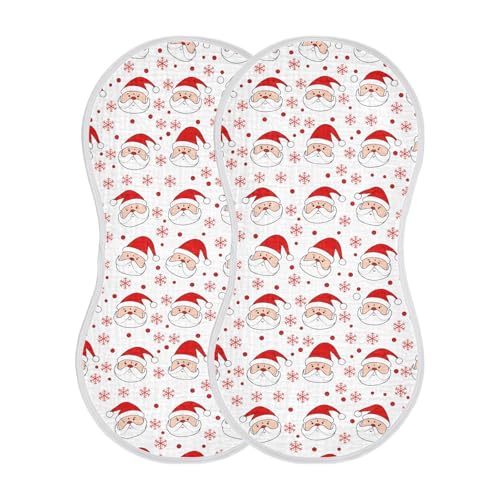 Santa Faces Pattern Baby Burp Cloths for Boys and Girls, Soft Muslin Spit Up Towels, 22"x11" Newborn Essentials for Feeding and Drooling, 4 Pack2