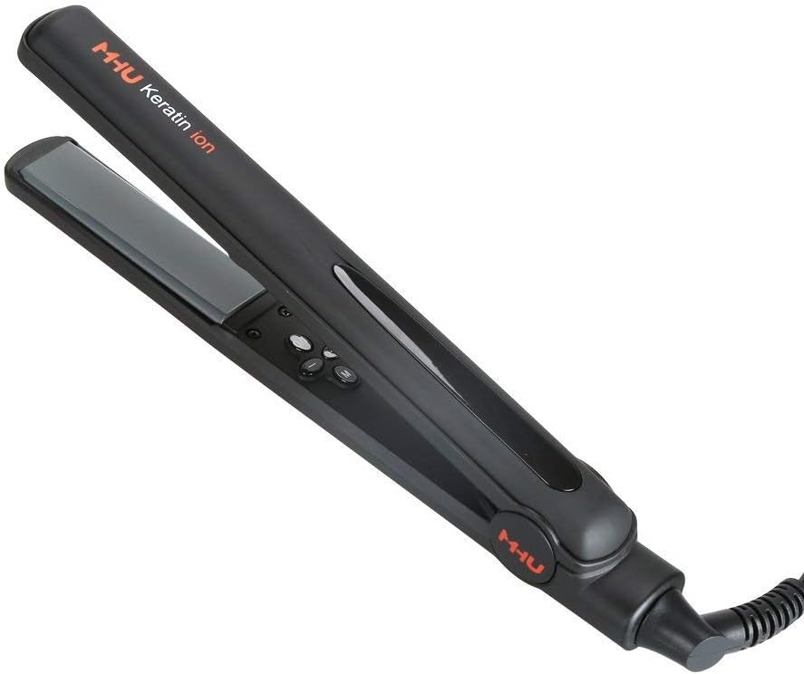 MHU Pro hair straightener Ceramic Flat Iron Straightening Hair Fast Auto Shut Off LED Digital Display & Anti Scald 3D Floating Plate (Black)