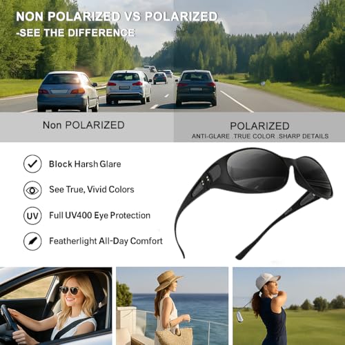 Women Fit Over Polarized Sunglasses –Wear Over Glasses UV400 Protection, Wrap Around sunglasses for Driving&Outdoors4