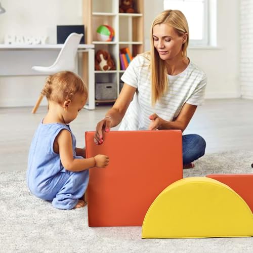 Image of GarveeLife Foam Climbing Blocks for Toddlers, Waterproof Toddler Climbing Toys, Baby Jungle Gym Indoor Lightweight, Easy to Clean Foam Play Gym 5PCS