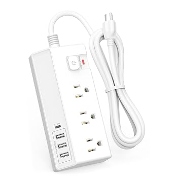 Power Strip Tower with USB Ports White
