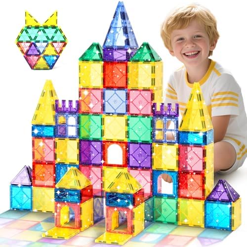 Magnetische Bausteine, 100 Teile Magnetische Fliesen STEM-Lernspielzeug | für Kinder im Alter von 3, 4, 5, 6, 7 und 8 Jahren Vorschul-Lernspielzeug Magnetbausteine-Set Konstruktion