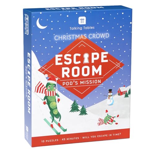 Talking Tables Christmas Escape Room Game for Kids Pea Edition, 45-Minutes Christmas Puzzle Challenge for Kids Activity, Stocking Filler, 10 Festive Clues, Family Party Game for 2–6 Players, Ages 8+