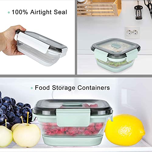 Ohhunt Collapsible Silicone Food Storage Containers 3 Pcs Saving Space Folding Transparent Bento Lunch Box Kitchen Vessel Also For Camping #TOP2
