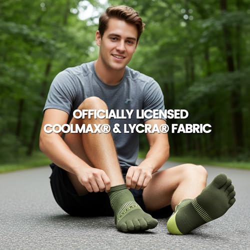 Image of Coolmax Performance Ankle Athletic Running Toe Socks for Men and Women