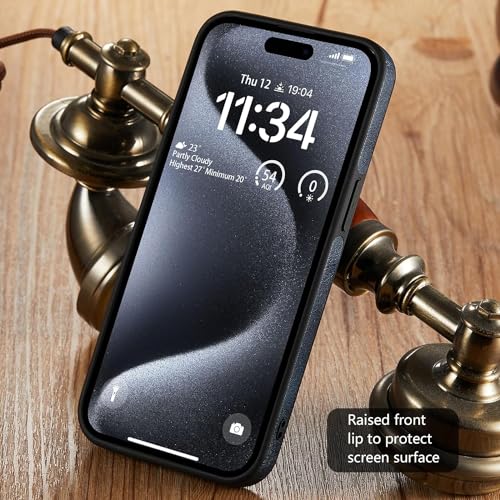 Sibada Lederen hoes voor iPhone 15 Pro Max mobiele telefoonhoesjes logo zichtbaar premium leer klassiek luxe elegante dunne iPhone 15promax hoes (2023) 6,7 inch - marineblauw - Afbeelding 5