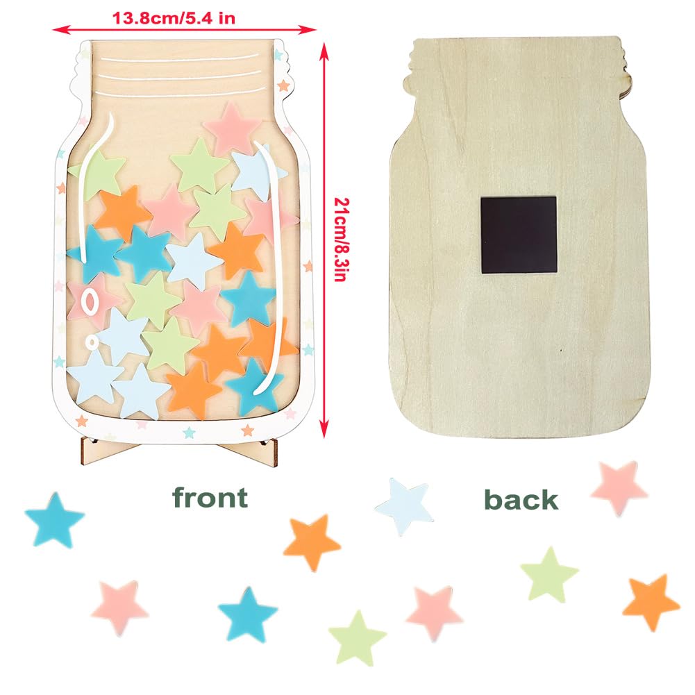 Tableau De Récompenses Étoiles En Bois – Pot De Récompense Enfant Pour Apprentissage Propreté Et Bon Comportement