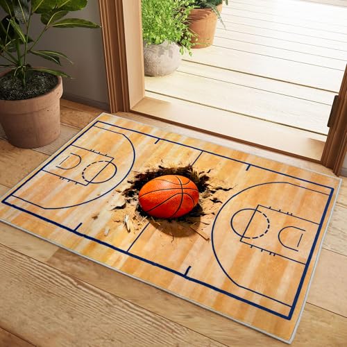 Basketball Rug Entryway 2x3, Non-Slip Washable Kitchen Mat