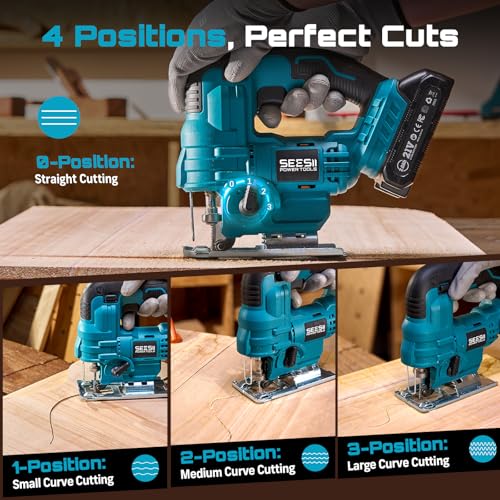 SEESII Jig Saw, Cordless Jigsaw Tool with 2×2.0Ah Batteries and Charger - image 7