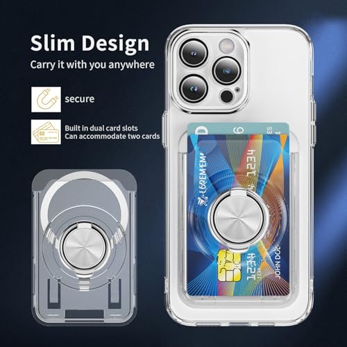 Porte-cartes wallet MagSafe transparent avec support pour iPhone 16 - 3