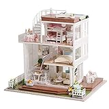  Miniature avec meubles de maison de poupée, kit de maison de poupée en bois bricolage avec mouvement de musique, salle créative 1:24 pour l\'idée de cadeau de la Saint-Valentin