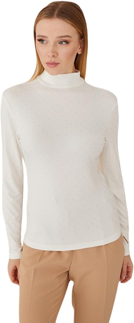 elf priveturtleneck shirt for women, good quality viscose undershirts for women, straight fit women's long-sleeved shirt, durable woven knit sweater for women, machine washable at 30 °C