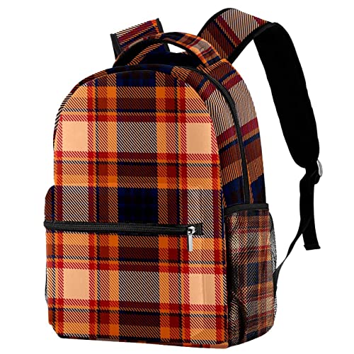 Sac à dos à carreaux grand volume pour école collège et randonnée
