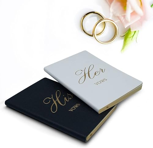 Vow Books His and Hers - Libro de boda de cuero de alta calidad con 56 páginas, 6 x 4 pulgadas, renovación de votos, regalo de despedida de soltera,