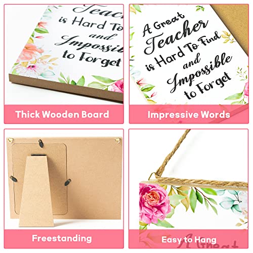 Buoonyer Teacher Picture Frame, Appreciation Photo Frames For Teachers, Floral Wooden Tabletop Wall Hanging Picture Album, Back To School Graduation Thank You Teachers Retirement Gift For Women 7”X 9” #TOP2