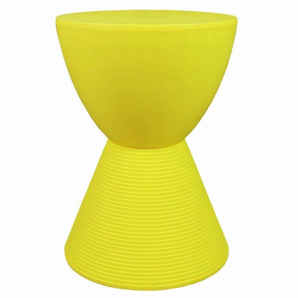 Tabouret en plastique nordique jaune en forme de sablier pour salon