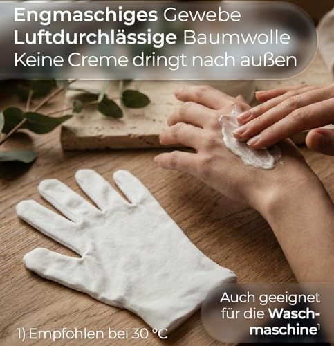 Baumwollhandschuhe aus 100% Baumwolle (Dermatest: Sehr gut), Weiße Handschuhe, Weiche Textilhandschuhe für Handmasken… – Ansicht 2