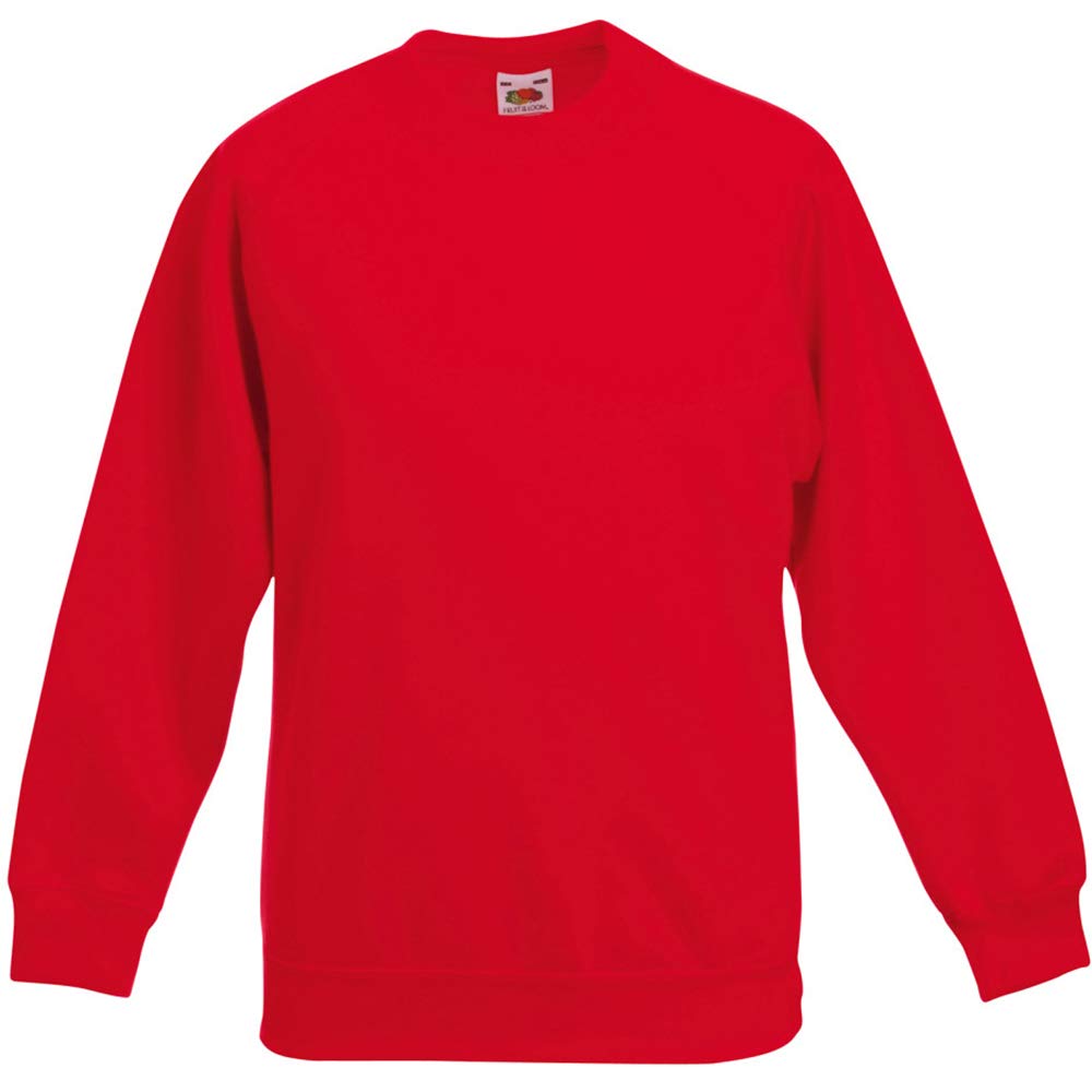 Fruit of the Loom Children's Raglan Sweatshirt - Red - 9-11 Years