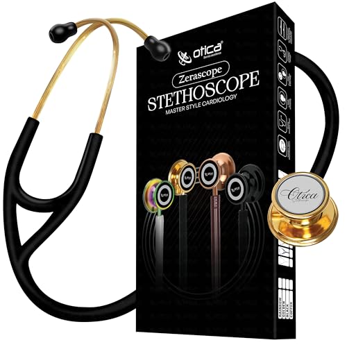 Image of Otica Gold Finish Master-Style Cardiology Stethoscope, Premium Acoustic Performance, Durable Design, Ideal for Doctors, Nurses, EMTs, Medical Students (Black)