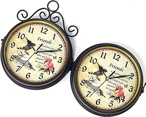 Horloge murale rétro double face de station rotative pour le jardin - 8