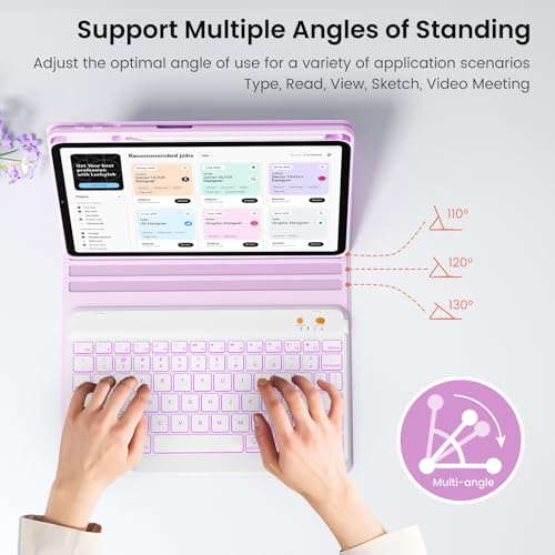 Funda para teclado para iPad de 10.2 pulgadas con 7 colores retroiluminados para estudiantes 5