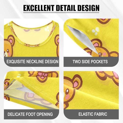 senya Short Sleeve Pajamas Sets Summer Cotton Sleepwear Flower Bear4