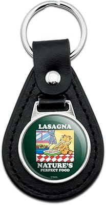 Black Leather Garfield Lasagna The Perfect Food Keychain