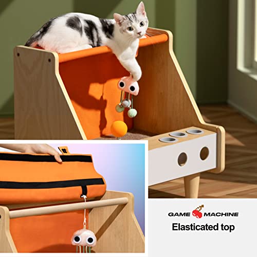 Casa De Gato De Madeira, Condomínio De Gatos Em Forma De Máquina De Jogo Com Placa De Arranhão, Almo