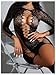 SHENHE Women's Fishnet Lingerie Dress Leopard Mesh Chemise Hollow Out Long Sleeve Babydoll Dress Black One-Size