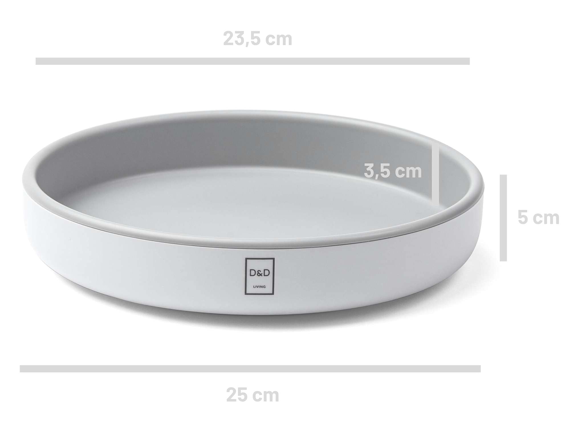 D&D Living® Plato Giratorio Ø 25 cm - Organizador de Cocina y Nevera Rotatorio | Lazy Susan Estante de Especias con Plástico Reforzado | Rondel con Rotación Silenciosa (Paquete de 2)