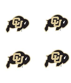 Colorado University CU Buffaloes - Waterless Peel & Stick Temporary Spirit Tattoos - 4-Piece - Black/Gold CU Bison Logo