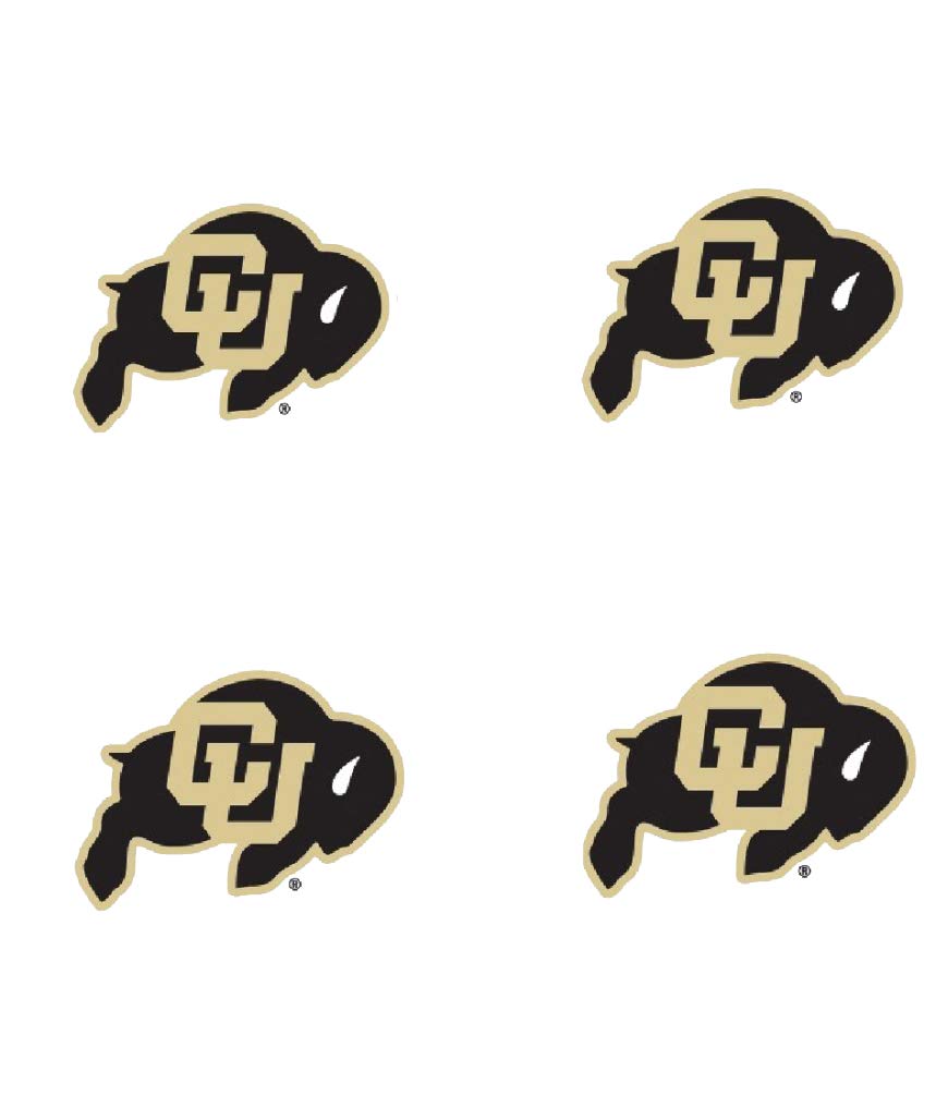 Colorado University (CU) Buffaloes - Waterless Peel & Stick Temporary Spirit Tattoos - 4-Piece - Black/Gold CU Bison Logo