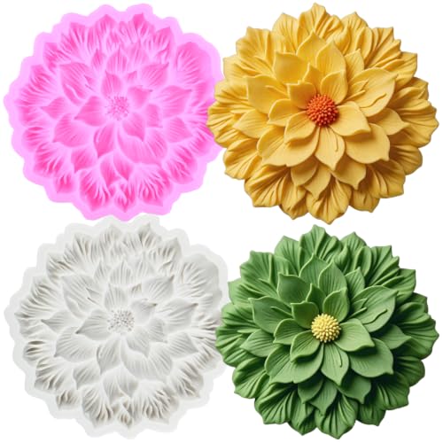 RFGHAC Dahlia Flower Silicone Fondant Mold Flower Chocolate Molds Set Of 2