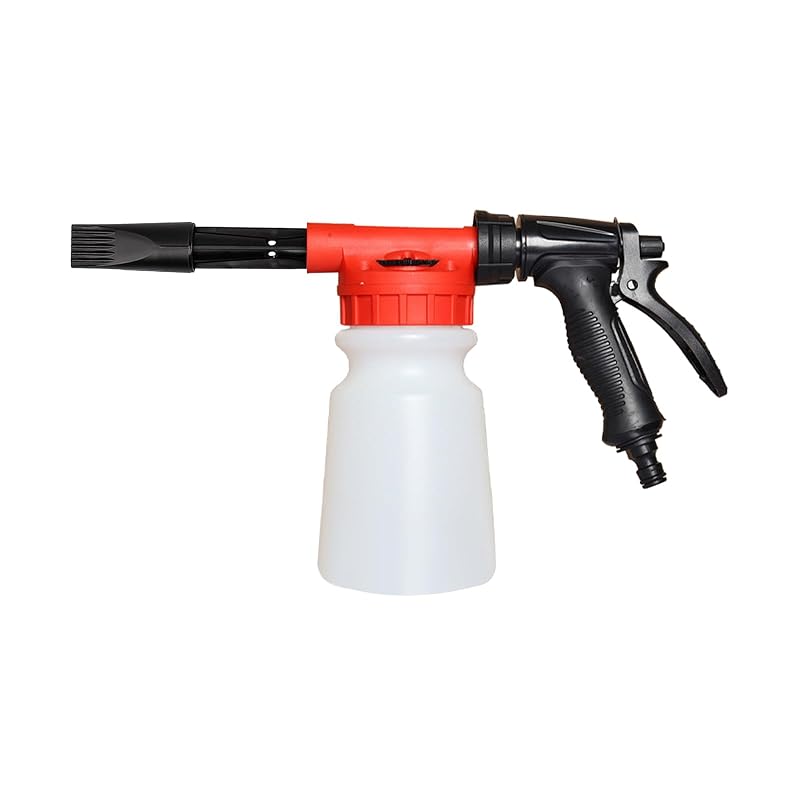 Pistola de Espuma para Lavagem Automotiva ZIMISI com 6 Níveis de Concentração, Bico para Mangueira de Jardim, Vermelho