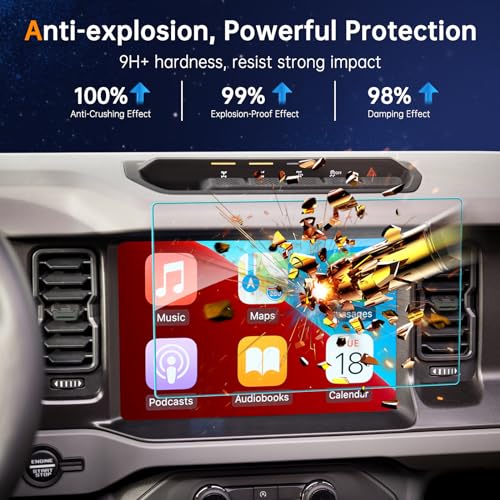 SHAOHAO for 2025 2026 Ford Bronco Screen Protector 12 inch for 2021-2024 2025 2026 Ford Bronco Accessories (Raptor/Outer Banks/Badlands/Wildtrak/Everglades/Heritage Limited) 12" Tempered Glass Anti Scratch & Fingerprint Crystal Clear Protective Film by SHAOHAO - Image 2