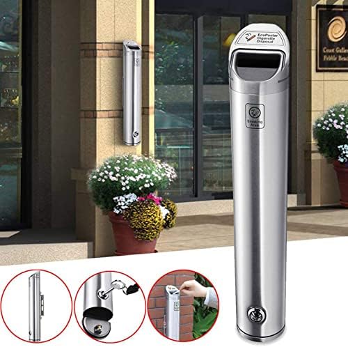 Outdoor Wall Mounted Trash Can & Cigarette Bin - Commercial Trash Bin, Standing Ashtray, Smokers Pole for Outdoor Use, Durable and Weather-Resistant Waste Container