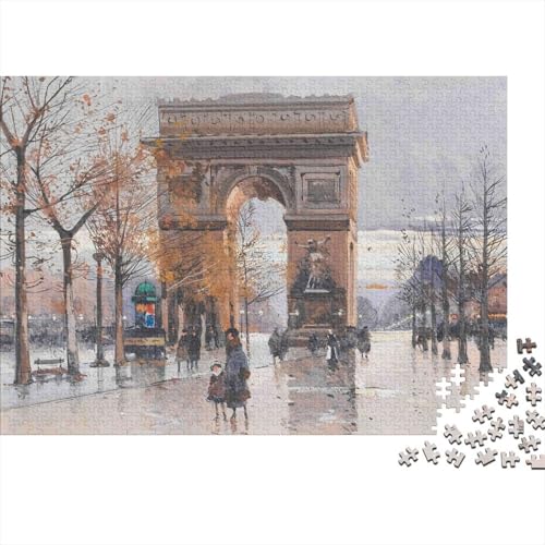 Puzzle Adulte 1000 pièces – Arc de Triomphe, Rue Parisienne sous la Pluie – Cadeau, déco Murale, 38x26cm