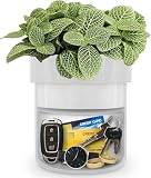 ISLANDSAFE Flower Pot Diversion Safe with Key Lock - Secret Hidden Safe Box with False Bottom - Weatherproof Key Hider & Cash Vault for Outdoor Garden, Yard & Home - Plants Not Include (White)