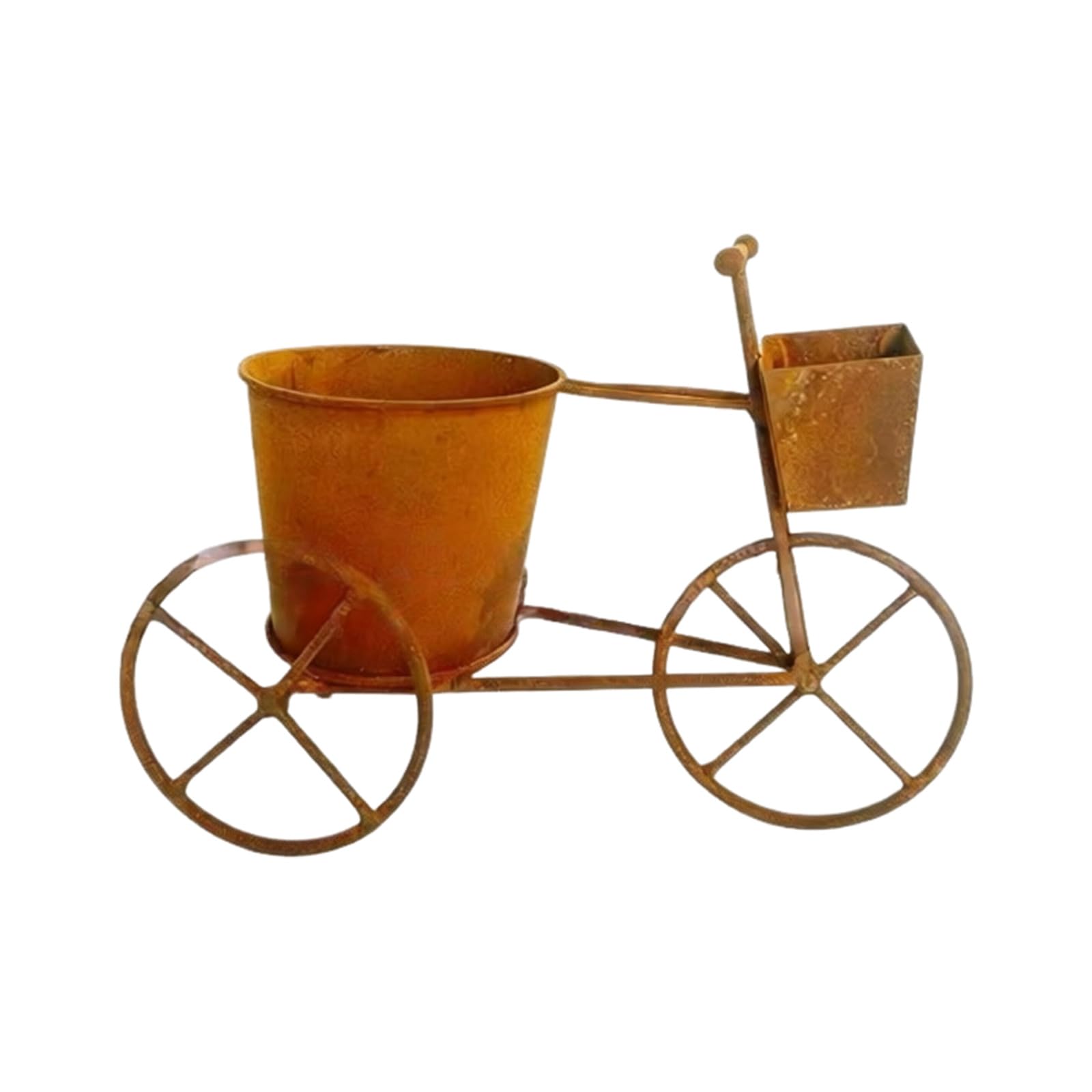 Xjdzineq Artistic Classical Decorative Round Flower Container Handicraft Iron Planter Container Flower Bucket Ornament Desktop Waterproof Iron