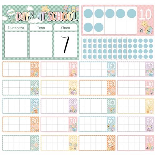 Tableau d'affichage décoratif vichy pastel pour la numérotation du jour en classe