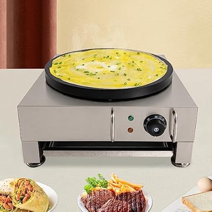 Elektrische Pfannkuchenmaschine, 16 Zoll große Pfannkuchenmaschine, Edelstahl - leicht zu reinigen, inkl. Teigaufleger und Spatel, 1600 Watt Crepe Maker – Bild 6