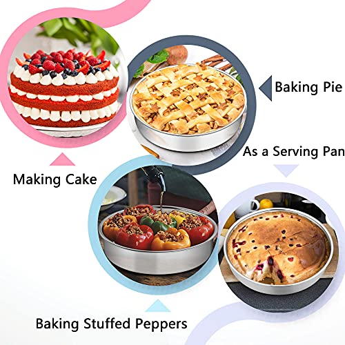 Teamfar 8 Inch Cake Pan Set Of 3, Round Cake Pan Stainless Steel Round Baking Pan With 90 Pcs Round Parchment Papers & Parchment Paper Side Liner Roll(1.85 Inch × 111.5Ft), Healthy & Dishwasher Safe #TOP6