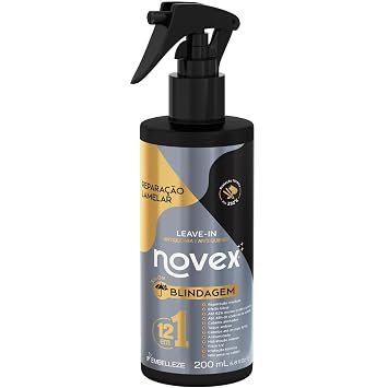 NOVEX Blindagem Heat Protection Spray for Hair, Thermal Protector Leave in Conditioner, Anti Frizz Shine Treatment 7 Oz