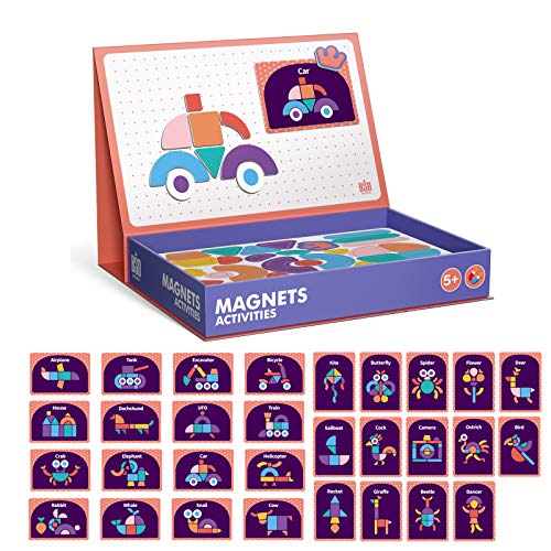 NOOLY Rompecabezas Magnéticos para Niños Pequeños Juguetes Educativos Montessori Alfanumérico/Tráfico/Cara/Forma para Niños de 5 años en Adelante CLPT-01 (Forma -Nivel 5)