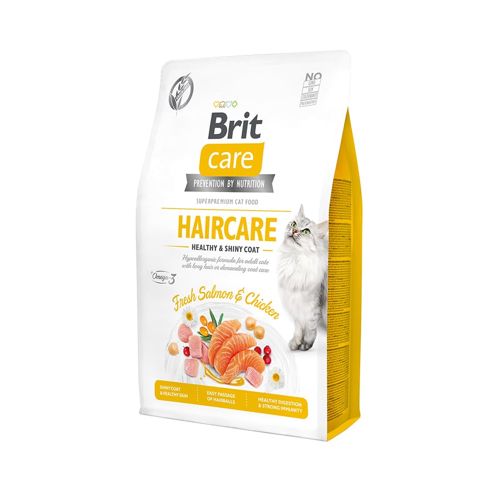 Brit Care Haircare Healthy & Shiny Coat, Yetişkin Kediler İçin, Tahılsız, Hipoalerjenik, Taze Somon Etli Ve Tavuk Etli Kuru Mama, 2 kg