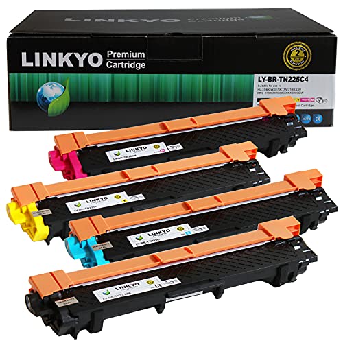 One-Day Sale: Up to 80% Off LINKYO Compatible Toner Cartridge Replacement for Brother TN221 TN225 (TN221BK, TN225C, TN225M, TN225Y, 4-Pack)