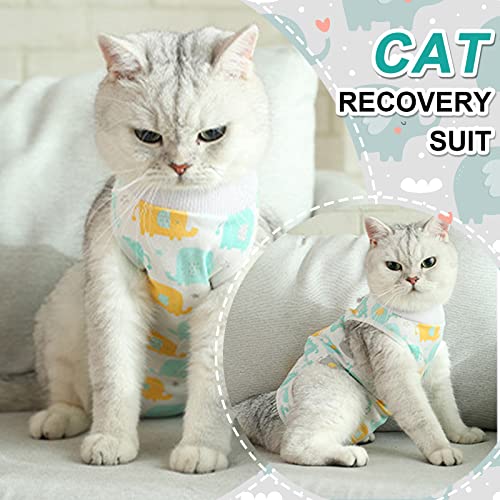 HACRAHO-Cat-Recovery-Suit-1-PCS-Elephant-Pattern-Thin-Cotton-Cat-Recovery-Kit-Breathable-Cat-Surgery-Protective-Shirt-After-Recovery-Surgery-for-Small-Cats-and-Puppies-M