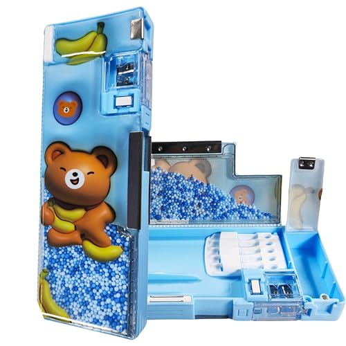Image of ZAFCO Plastic Pencil Box For Kids Cartoontheme Compass For Boys Geometry For School Going Children Stationaries Organizer Birthday Return Gift School Supplies (Pack Of 1), Blue