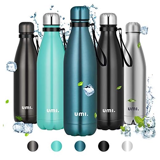 Amazon Brand - Umi Botella Agua Acero Inoxidable, Termo 750ml, Sin BPA, Islamiento de Vacío de Doble Pared, Botellas Frío/Caliente, Reutilizable para Niños, Colegio, Sport, Bicicleta (Azul oscuro)